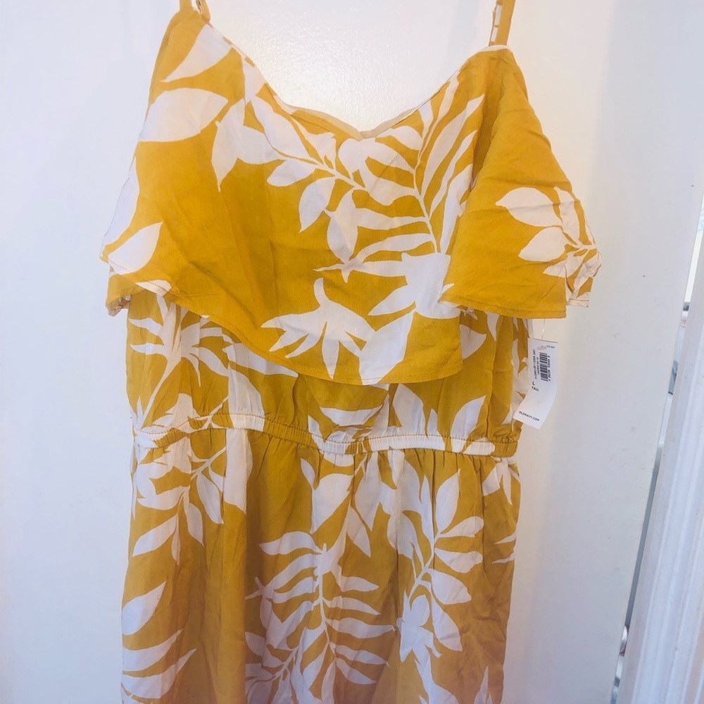 NWT Old Navy Mustard Yellow Tropical Tiered Maxi Dress size large tall - Picture 10 of 16